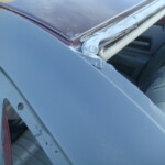 Before and after photographs of a damaged Chevy Impala that was repaired by Elite Paint & Body Shop in West Palm Beach, Florida.